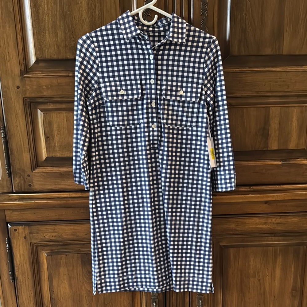 Southern Tide Navy and White Gingham Dress - NWT - XS